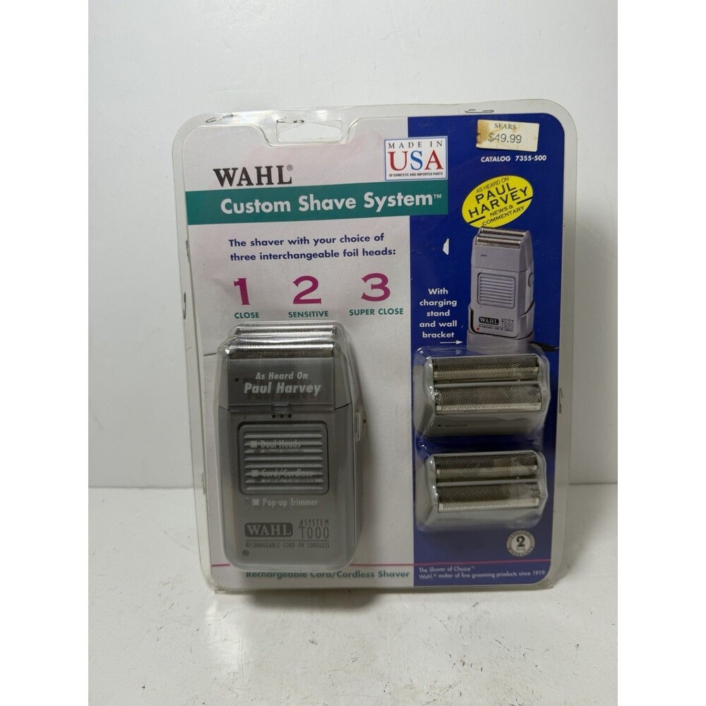 Vintage WAHL SYSTEM 4000 Shaver 3 Foil Heads Paul Harvey USA MADE NOS 90s
